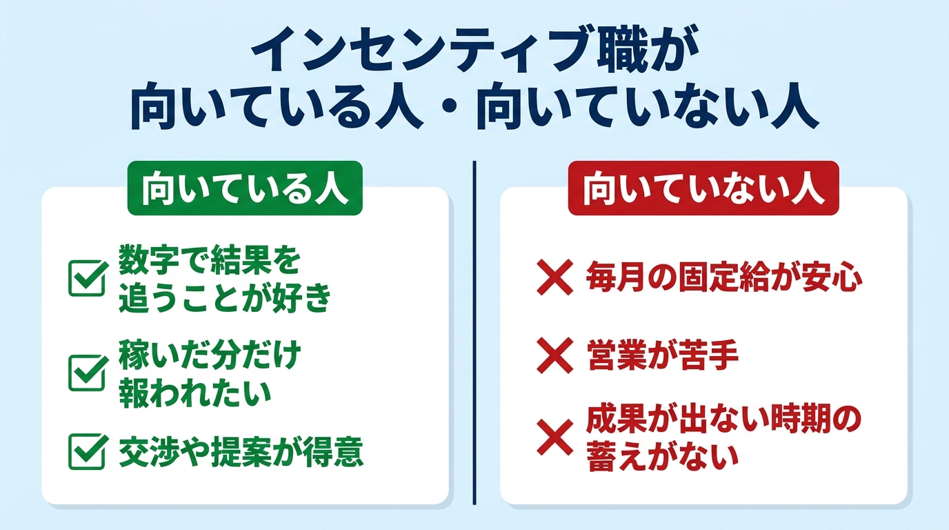 インセンティブ職が向いている人・向いていない人チェックリスト