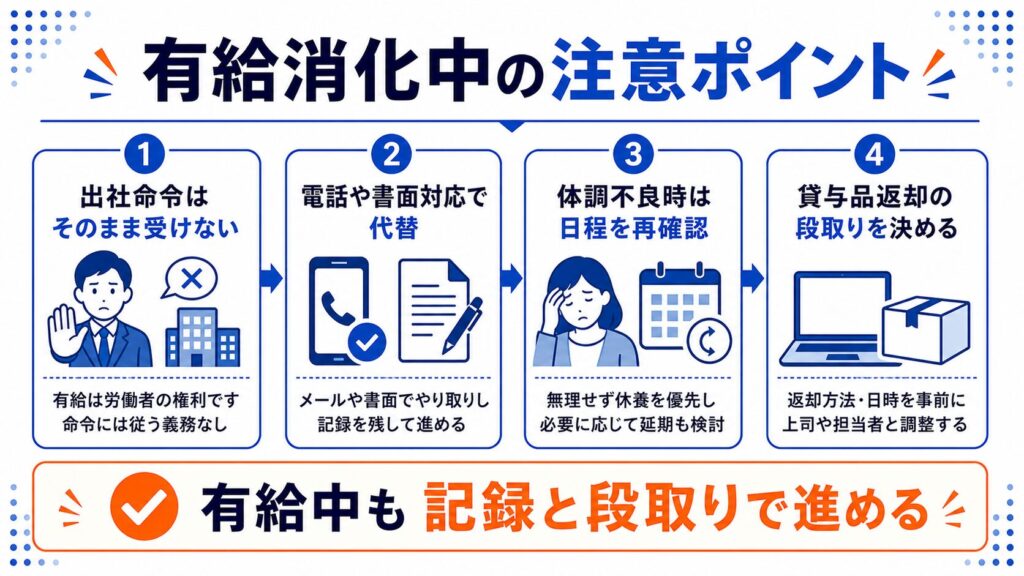 有給消化中に気をつけたいことの図解