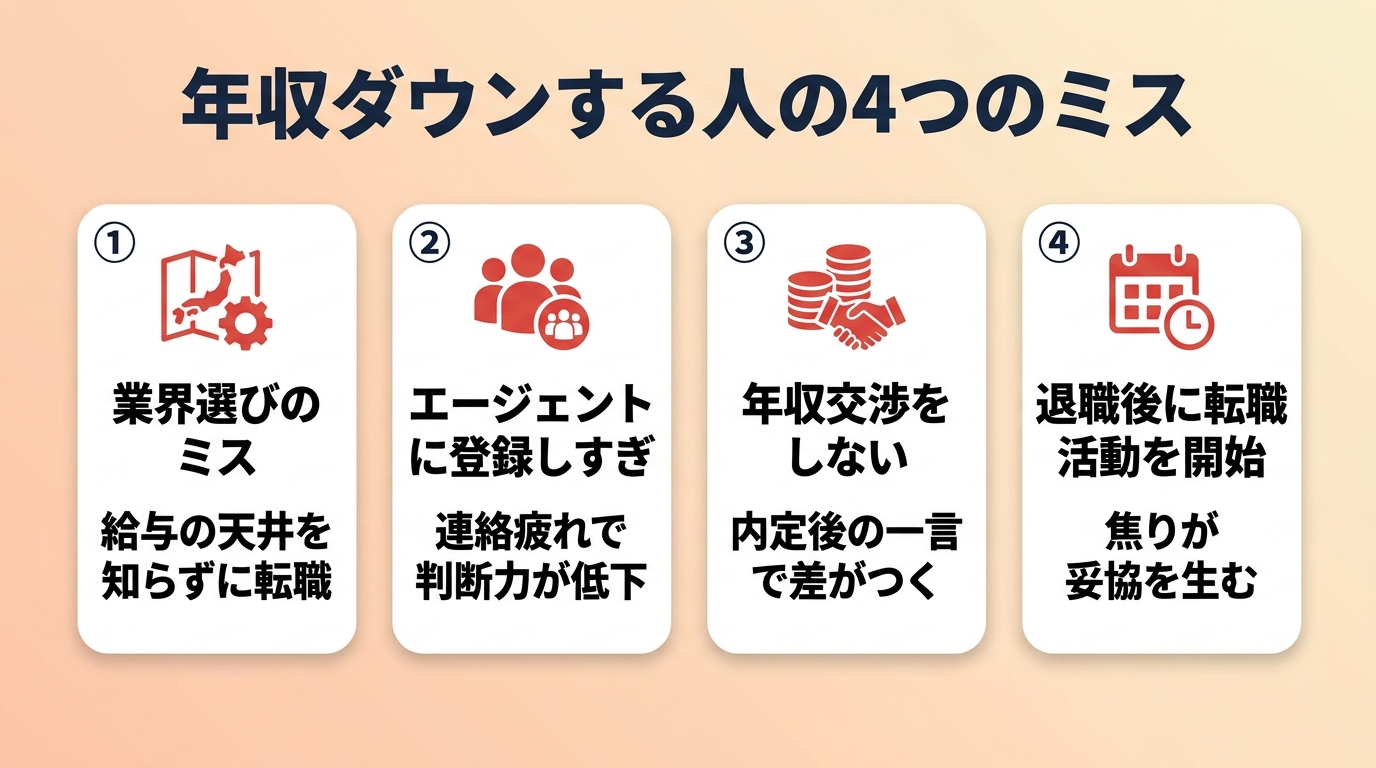 年収ダウンする人の4つのミス