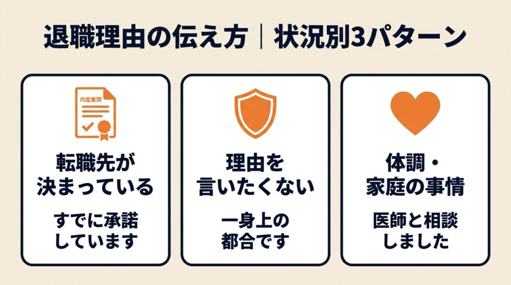 退職理由別の伝え方3パターン図解