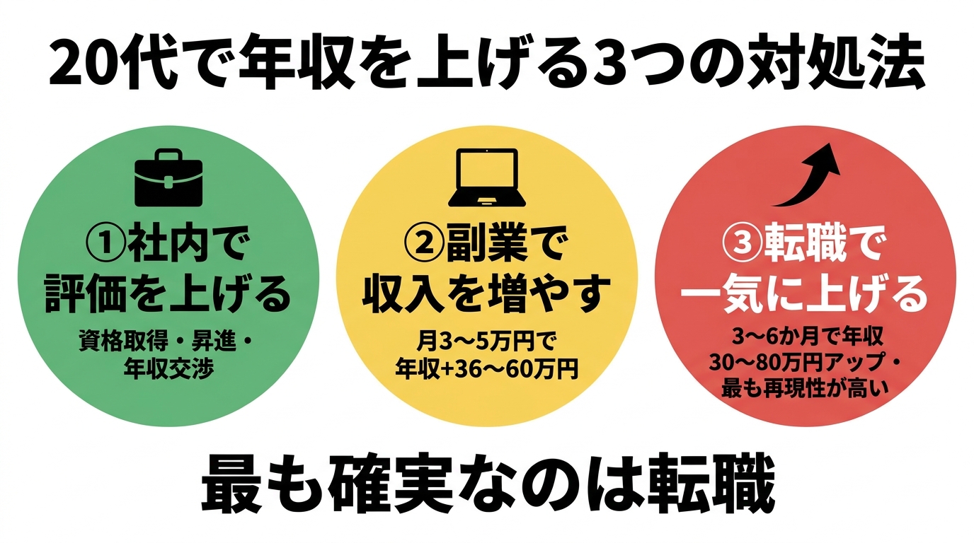 20代で年収を上げる3つの対処法
