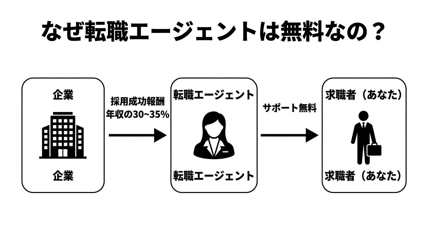 なぜ転職エージェントは無料?収益構造フロー図