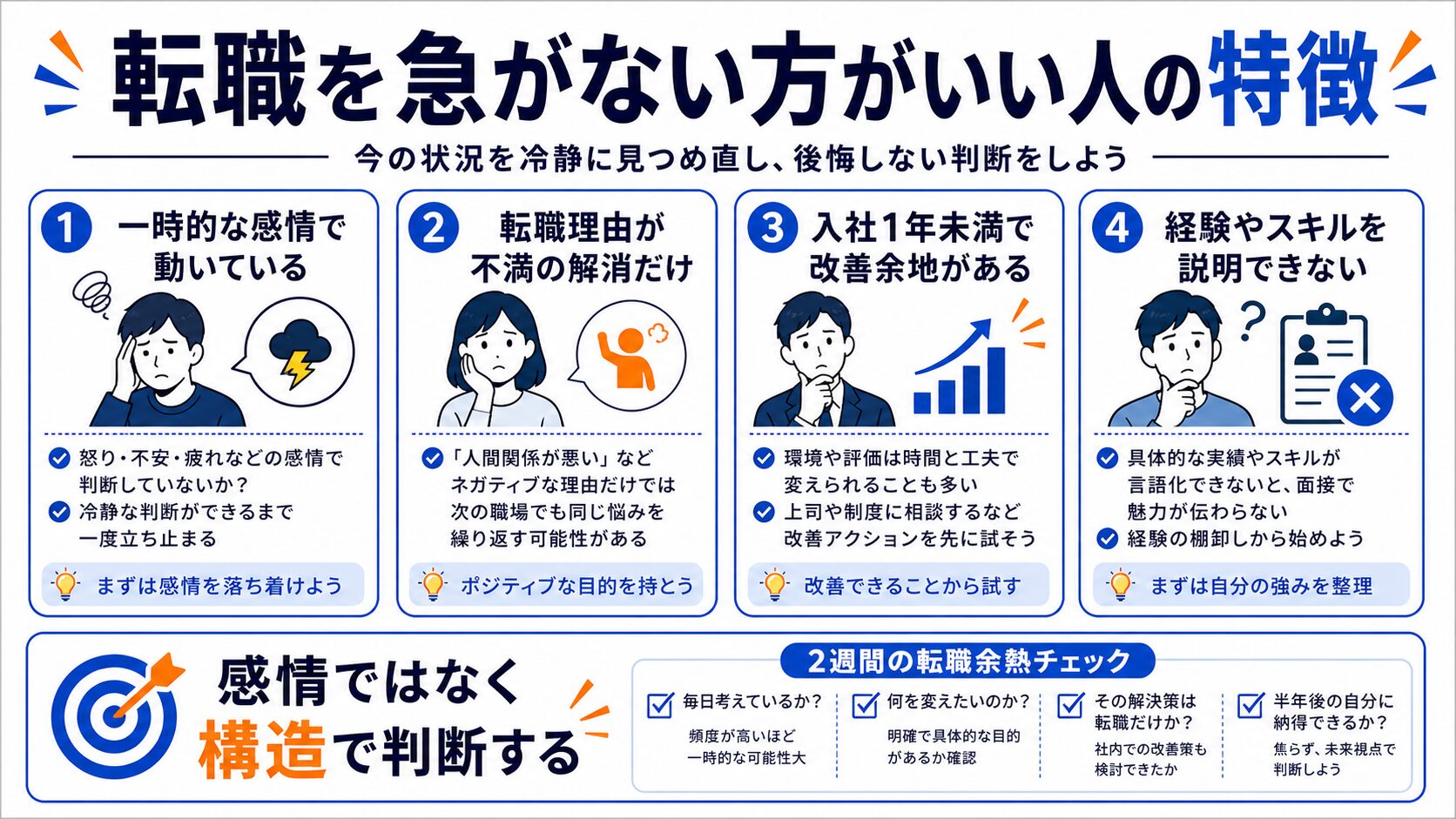 転職を急がない方がいい人の4つの特徴
