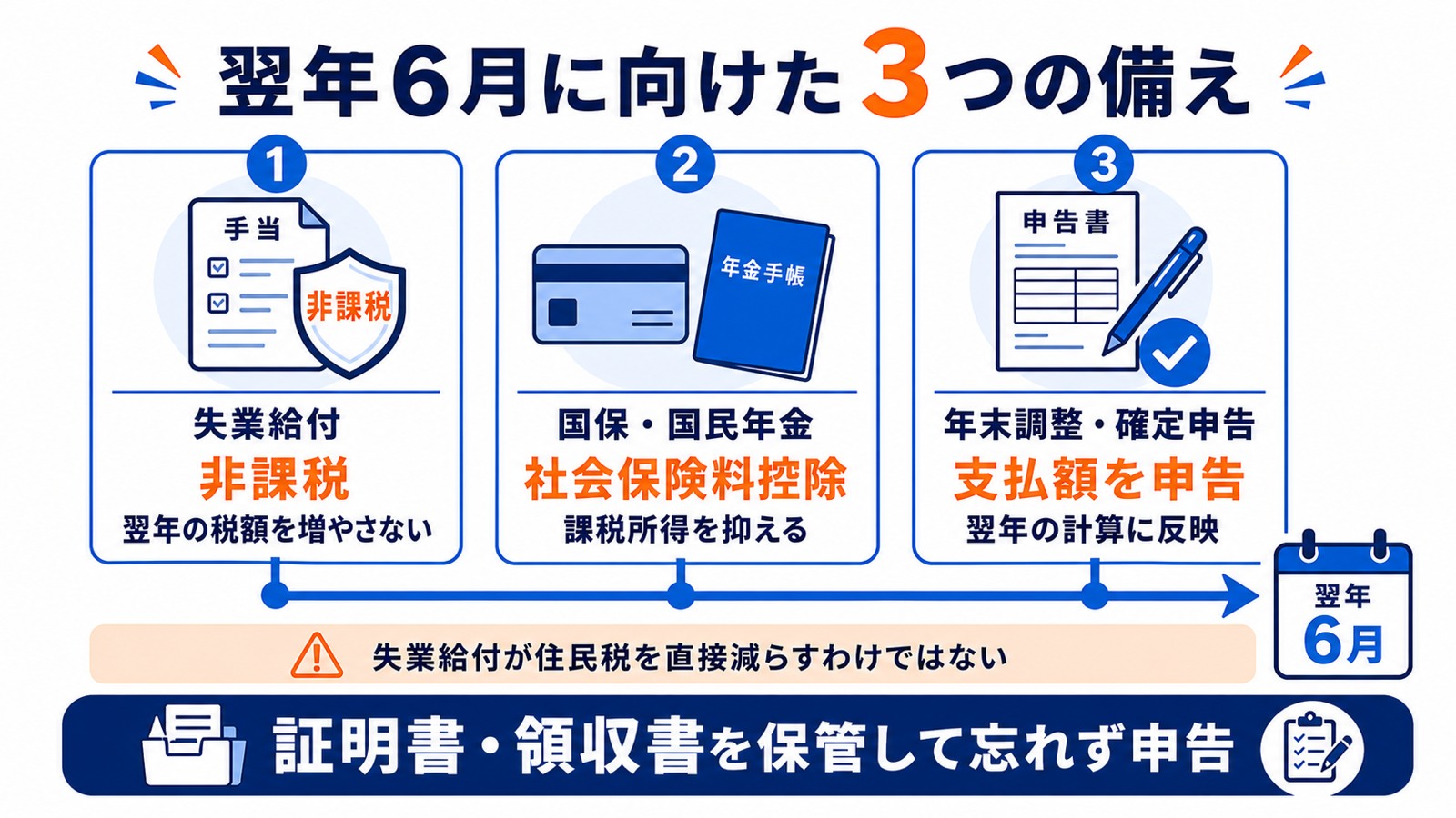 翌年の住民税を軽くする備え(非課税の収入と社会保険料控除)の図解